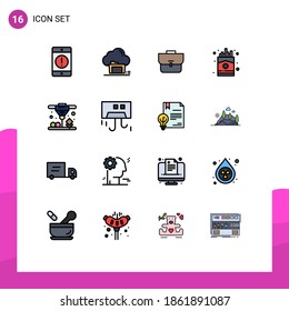 Set of 16 Modern UI Icons Symbols Signs for french; fast; data; chip; suitcase Editable Creative Vector Design Elements