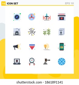 Set of 16 Modern UI Icons Symbols Signs for wedding; love; factory; fund; diplomacy Editable Pack of Creative Vector Design Elements