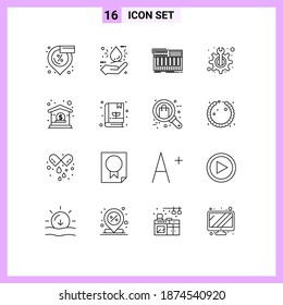 Set of 16 Modern UI Icons Symbols Signs for bank; technical; synth; support; synthesizer Editable Vector Design Elements