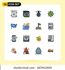 Set of 16 Modern UI Icons Symbols Signs for germ; chemistry; shopping; biology; green Editable Creative Vector Design Elements