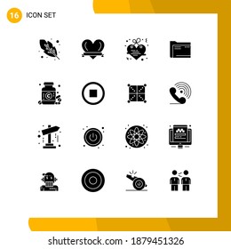 Set of 16 Modern UI Icons Symbols Signs for diet; file; letter; empty; computer Editable Vector Design Elements