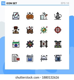 Set of 16 Modern UI Icons Symbols Signs for ramadan; cup; sold; abrahamic; science of matter Editable Creative Vector Design Elements