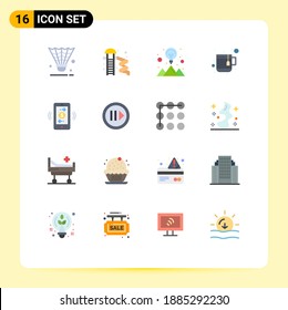Set of 16 Modern UI Icons Symbols Signs for mobile dollar; tea; park; mug; strategy solution Editable Pack of Creative Vector Design Elements