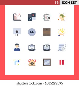 Set of 16 Modern UI Icons Symbols Signs for pc; locked; performance management; lock; brain Editable Pack of Creative Vector Design Elements