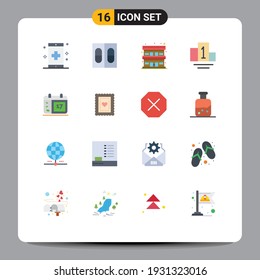Set of 16 Modern UI Icons Symbols Signs for ireland; day; motel; calender; podium Editable Pack of Creative Vector Design Elements
