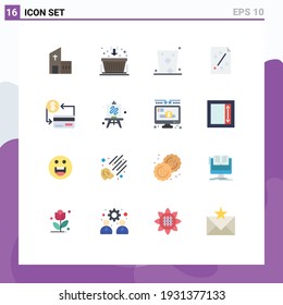 Conjunto de 16 símbolos de símbolos de iconos modernos de la interfaz de usuario para el proyecto; ideas; comercialización; negocio; Paquete editable de vidrio de elementos de diseño de vectores creativos