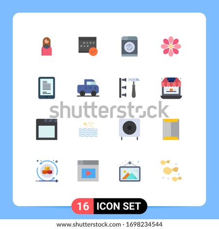 Set of 16 Modern UI Icons Symbols Signs for easter; flower; event; washing; technology Editable Pack of Creative Vector Design Elements