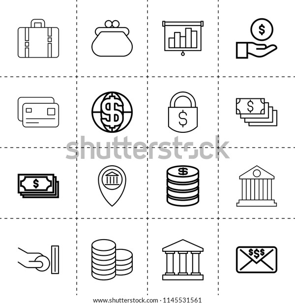 Set 16 Money Outline Icons Such Stock Vector Royalty Free - 