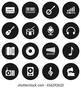 Set Of 16 Music Icons Set.Collection Of Amplifier, Karaoke, Quaver And Other Elements.