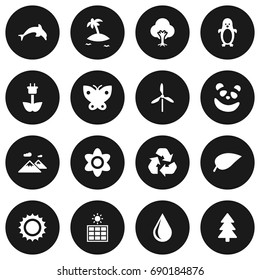 Set Of 16 Natural Icons Set.Collection Of Wind Energy, Solar Panel, Conservation And Other Elements.