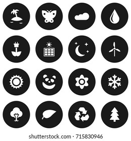 Set Of 16 Natural Icons Set.Collection Of Blob, Solar, Solar Panel And Other Elements.