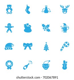 Set Of 16 New Icons Set.Collection Of Fir, Bear, Lollipop And Other Elements.