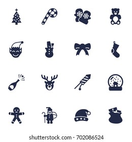 Set Of 16 New Icons Set.Collection Of Ice Person, Socks, Firework And Other Elements.