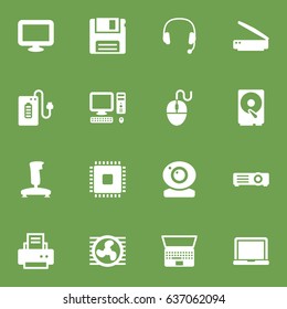 Set Of 16 Notebook Icons Set.Collection Of Joystick, Headset, Laptop And Other Elements.