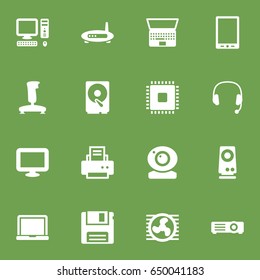 Set Of 16 Notebook Icons Set.Collection Of Peripheral, Display, Palmtop And Other Elements.