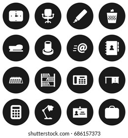 Set Of 16 Office Icons Set.Collection Of Illuminator, Case, Date And Other Elements.