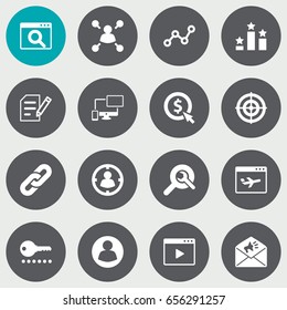 Set Of 16 Optimization Icons Set.Collection Of Audience, Site, Airplane And Other Elements.