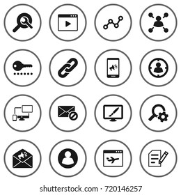 Set Of 16 Optimization Icons Set.Collection Of Site, Guest, Announcement And Other Elements.