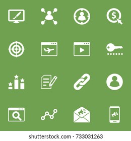 Set Of 16 Optimization Icons Set.Collection Of Resulting, Targeting, Magnifier And Other Elements.