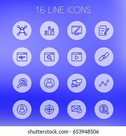 Set Of 16 Optimization Outline Icons Set.Collection Of Style, Cost Per, Blogging And Other Elements.