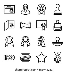 Set of 16 outline icons such as stamp, star, award