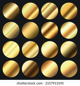 Set 16 pcs. golden metallic backgrounds with highlights - Vector illustration