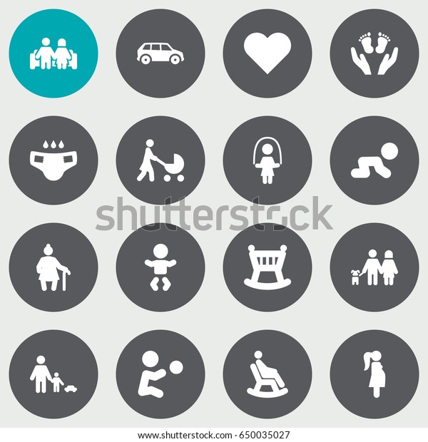 Set Of 16 People Icons Set.Collection Of\
Kid, Creep Baby, Married And Other\
Elements.