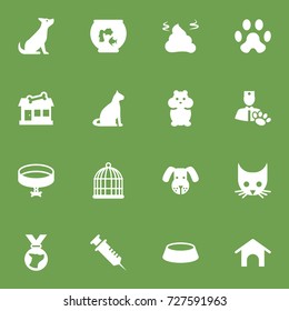 Set Of 16 Pets Icons Set.Collection Of Injection, Home, Store And Other Elements.