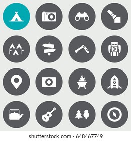 Set Of 16 Picnic Icons Set.Collection Of Optical Zoom, Magnet Navigatior, Location And Other Elements.