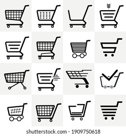 Set of 16 pieces of grocery carts - Vector