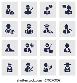 Set Of 16 Position Icons Set.Collection Of Planner, Money Agent, Manager And Other Elements.