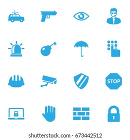 Set Of 16 Procuring Icons Set.Collection Of Patrol, Shot, Key And Other Elements.
