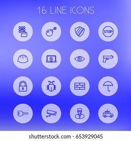 Set Of 16 Procuring Outline Icons Set.Collection Of Firewall, No Entry, Open And Other Elements.