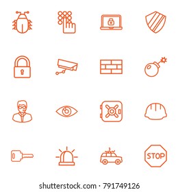 Set Of 16 Procuring Outline Icons Set.Collection Of Vision, Open, Protection And Other Elements.