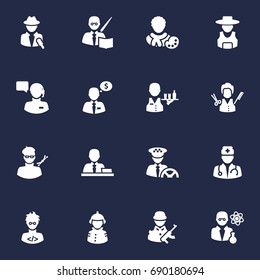 Set Of 16 Professions Icons Set. Collection Of Tray, Medic, Planner And Other Elements.