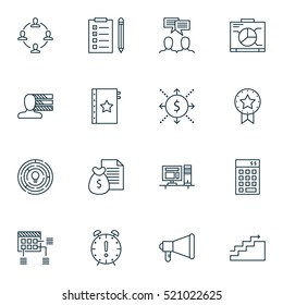 Set Of 16 Project Management Icons. Can Be Used For Web, Mobile, UI And Infographic Design. Includes Elements Such As Budget, Time, Personality And More.