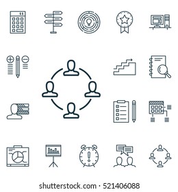 Set Of 16 Project Management Icons. Can Be Used For Web, Mobile, UI And Infographic Design. Includes Elements Such As Win, Investment, List And More.