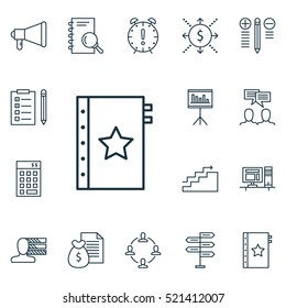 Set Of 16 Project Management Icons. Can Be Used For Web, Mobile, UI And Infographic Design. Includes Elements Such As Budget, Time, Presentation And More.