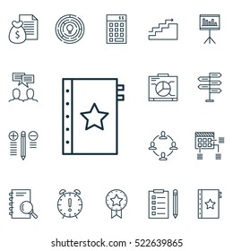Set Of 16 Project Management Icons. Can Be Used For Web, Mobile, UI And Infographic Design. Includes Elements Such As Finance, Solution, Schedule And More.