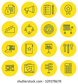Set Of 16 Project Management Icons. Can Be Used For Web, Mobile, UI And Infographic Design. Includes Elements Such As Opportunity, Growth, Schedule And More.