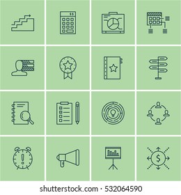 Set Of 16 Project Management Icons. Can Be Used For Web, Mobile, UI And Infographic Design. Includes Elements Such As Opportunity, Investment, Personal Skills And More.