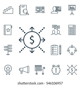 Set Of 16 Project Management Icons. Includes Reminder, Opportunity, Presentation And Other Symbols. Beautiful Design Elements.