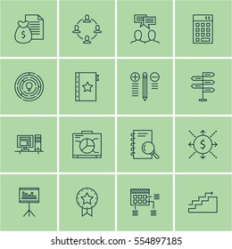 Set Of 16 Project Management Icons. Includes Opportunity, Investment, Report And Other Symbols. Beautiful Design Elements.