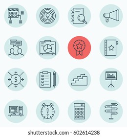 Set Of 16 Project Management Icons. Includes Schedule, Board, Reminder And Other Symbols. Beautiful Design Elements.