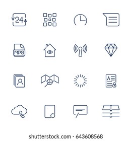 Set of 16 quality icons for Web and Mobile. Profile icons, media, computers, shopping, travel, business, navigation