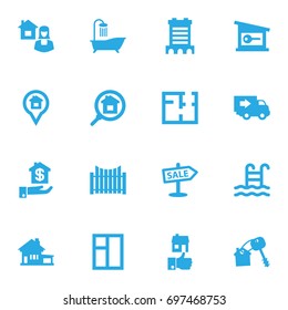 Set Of 16 Real Icons Set.Collection Of Lock, Home, Truck And Other Elements.