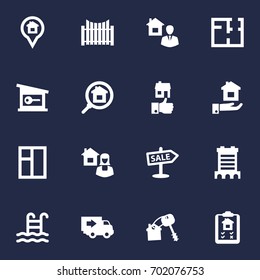 Set Of 16 Real Icons Set.Collection Of Real Estate Agent, Pool, Like And Other Elements.