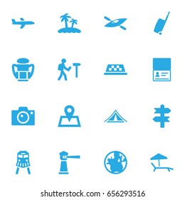 Set Of 16 Relax Icons Set.Collection Of Arrows, Location, Aircraft And Other Elements.