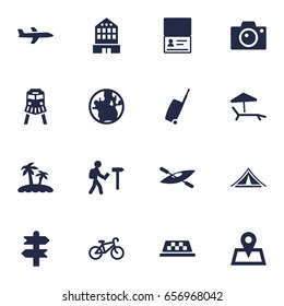 Set Of 16 Relax Icons Set.Collection Of Arrows, Chaise Longue, Planet And Other Elements.