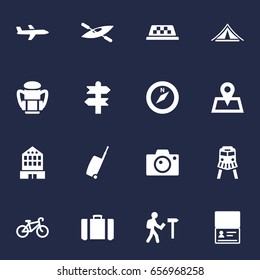 Set Of 16 Relax Icons Set.Collection Of Aircraft, Photo Apparatus, Traveler And Other Elements.